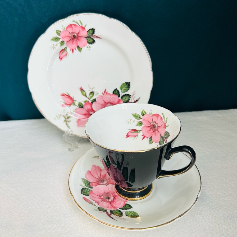 Vintage English Old Royal Porcelain Tea Cup Saucer & Biscuit Cake Plate Set